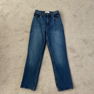 The 90’s Straight Ultra High Rise Dark Jean Size 0 Short 25 Waist Curve Love